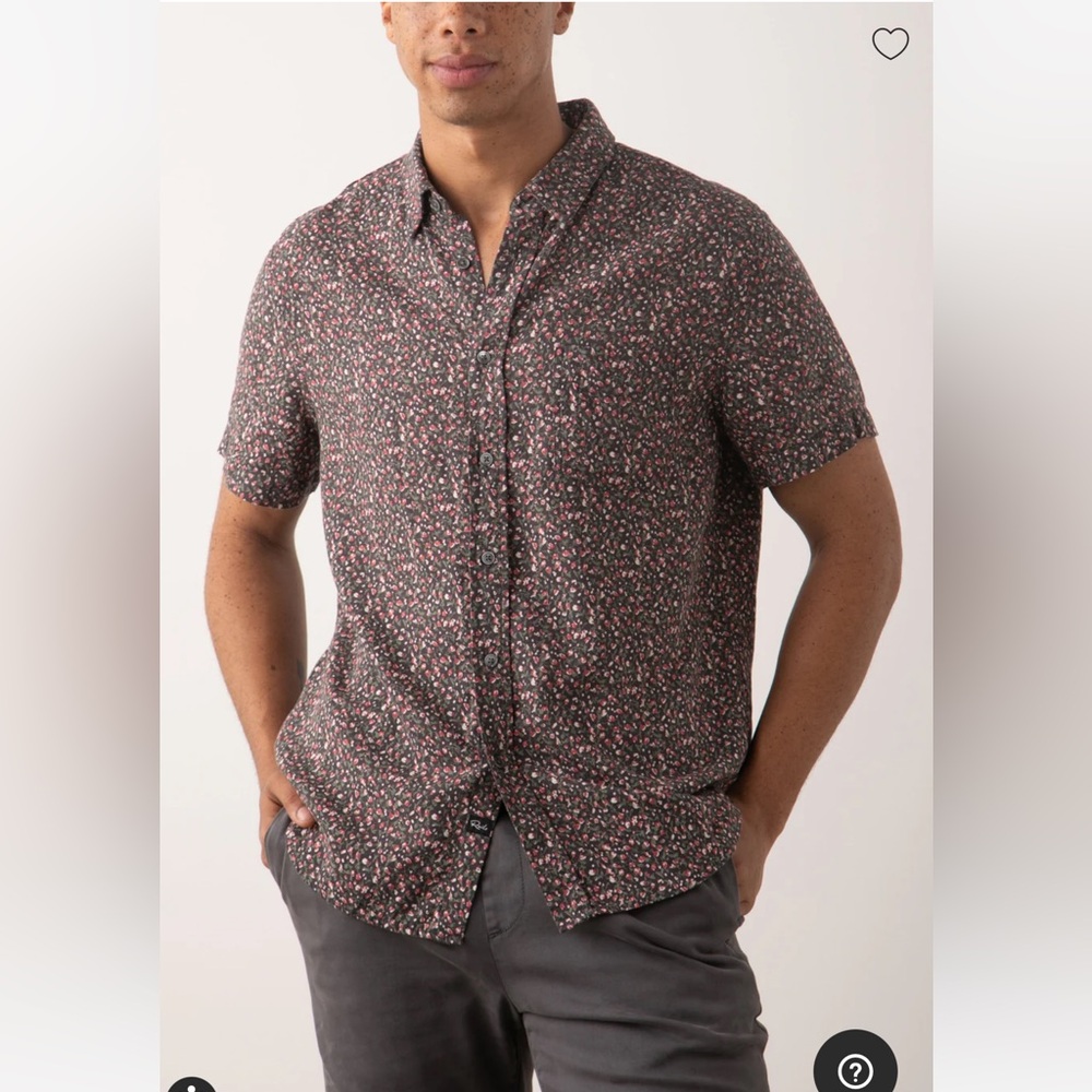 NWT Men’s Rails Carson Linen Blend Short Sleeve Button Up Floral Shirt